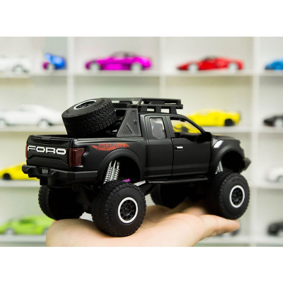 MÔ HÌNH XE Ô TÔ FORD F150 Raptor Offroad đúc Kim Loại - tỷ lệ 1:32 Đen