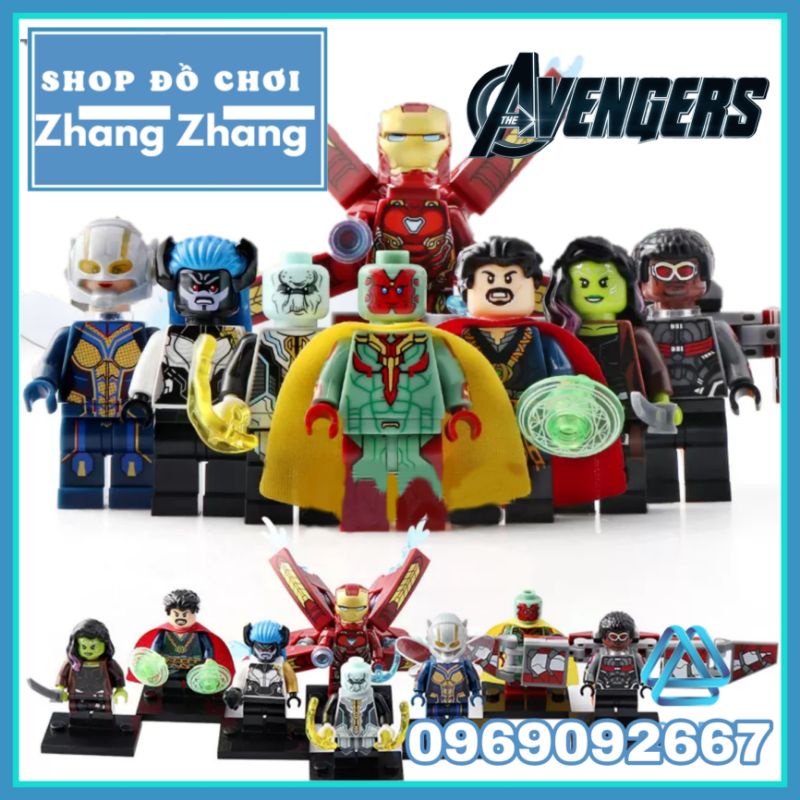 Đồ chơi Xếp hình Vision gồm Proxima Midnight - Wasp Dr Strange - Iron Man Falcon - Ebony Maw Minifigures Xinh X0187