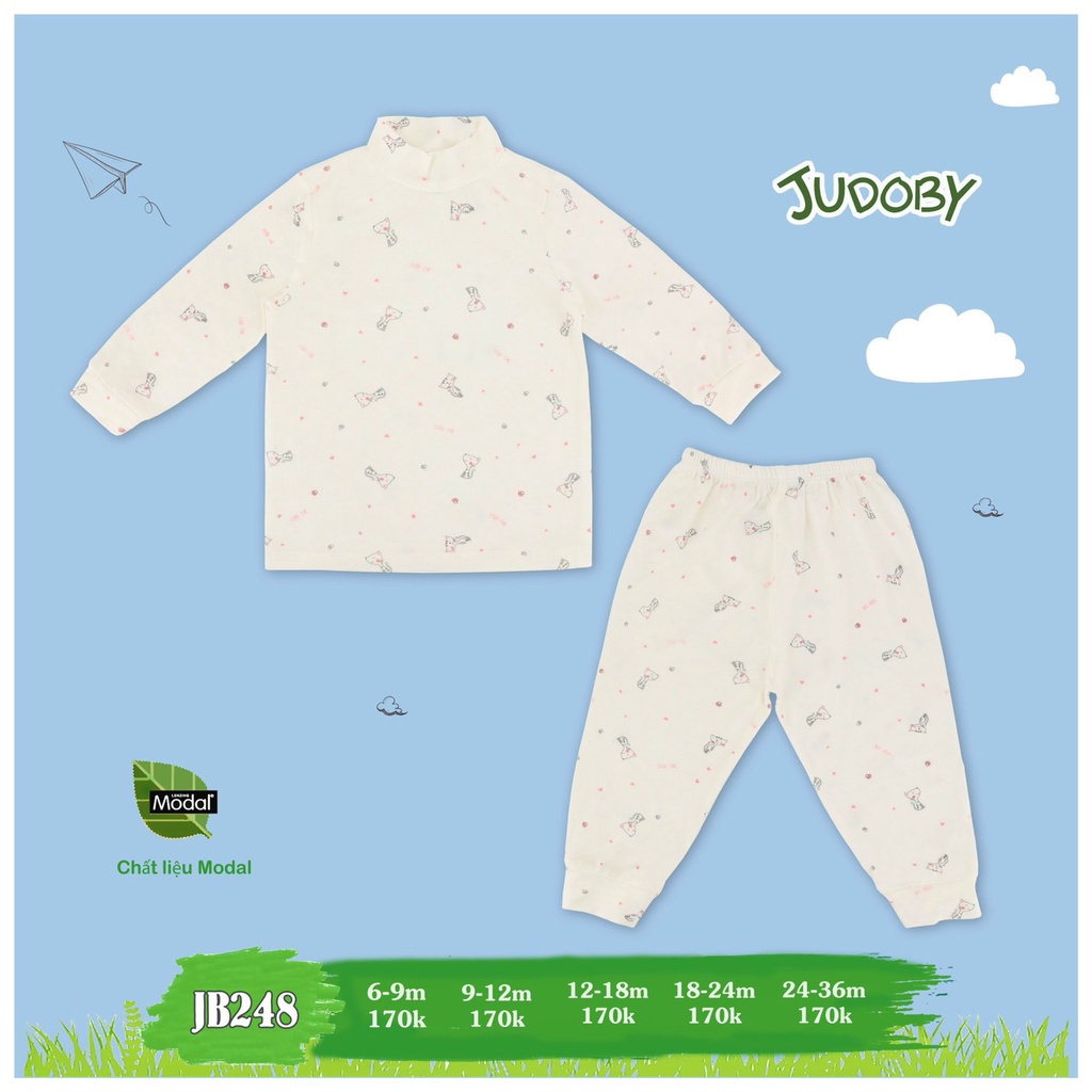 Judoby - Bộ dài tay giữ nhiệt chất Modal Gỗ Sồi siêu đẹp cho bé 9-36 tháng JB248