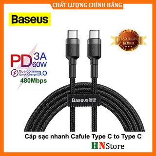 ⚡Chính Hãng⚡ Cáp Sạc Nhanh 3.0 và Truyền Dữ Liệu Tốc Độ Cao Baseus Cafule PD 60W Type-C to Type-C
