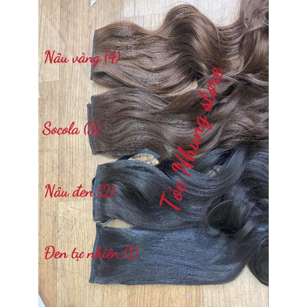 Tóc nối kẹp 9 miếng cao cấp tơ hàn xoăn lơi. Tóc giả kẹp phím 9 mảnh, nối tóc tại nhà