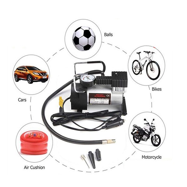 [HCM]Máy bơm hơi mini 12V Air Compressor - Bơm bóng, lốp ô tô, xe đạp, xe máy