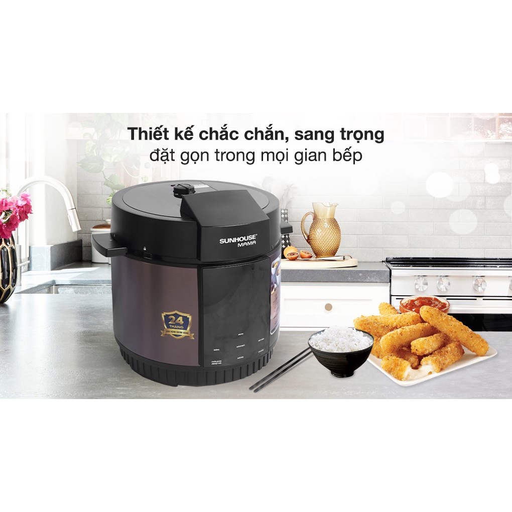 [Mã ELHADEV giảm 4% đơn 300K] {BẢO HÀNH 2 NĂM} NỒI ÁP SUẤT ĐIỆN TỬ ĐA NĂNG SUNHOUSE MAMA SHD1588B, NINH KỸ HẦM NHỪ