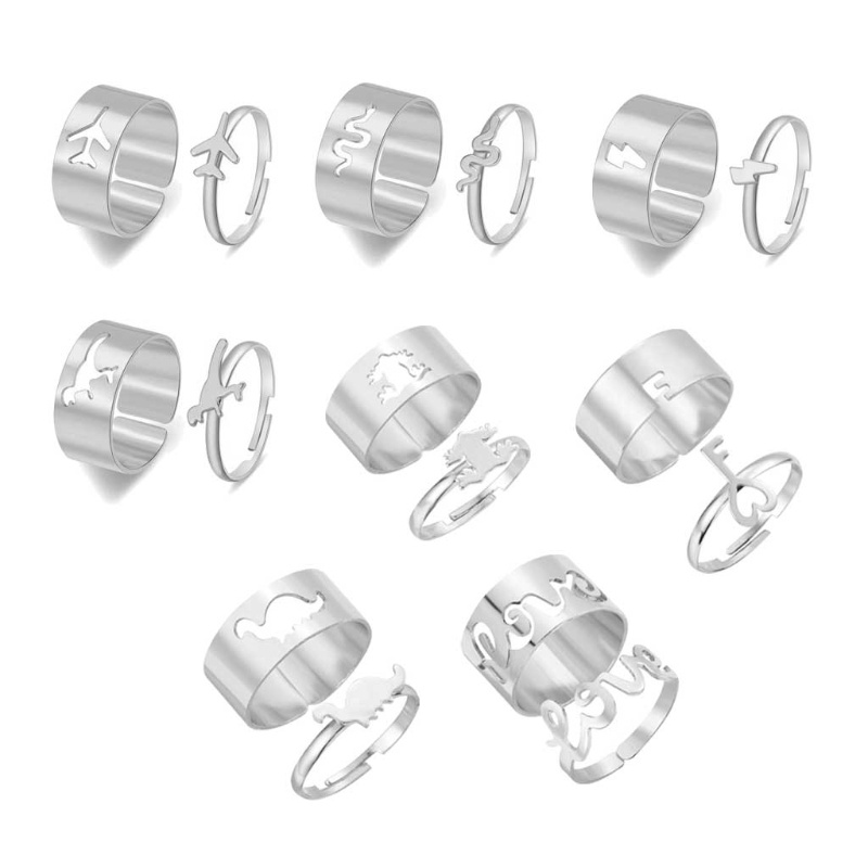 Set 2 Nhẫn Cưới Dạng Mở Có Thể Điều Chỉnh Kích Cỡ Dành Cho Cặp Đôi