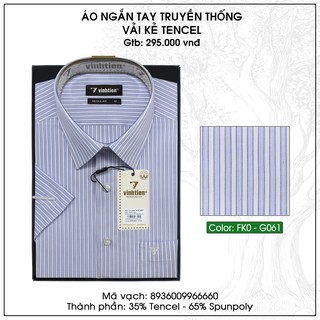 Áo Sơ Mi Ngắn Tay Kẻ Sọc Vĩnh Tiến Form Regular Vạt Ngang 295
