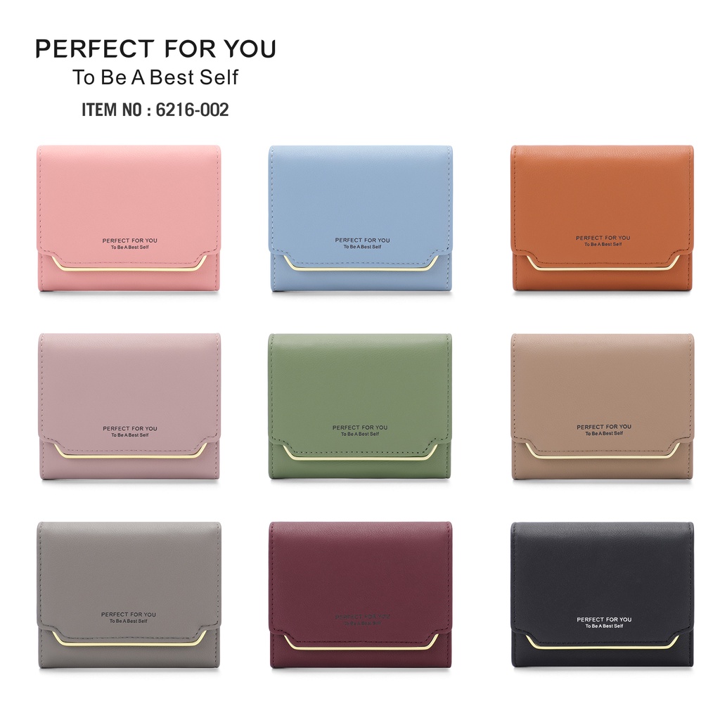 Ví PERFECT FOR YOU bằng da PU gấp gọn thời trang dễ thương cho nữ