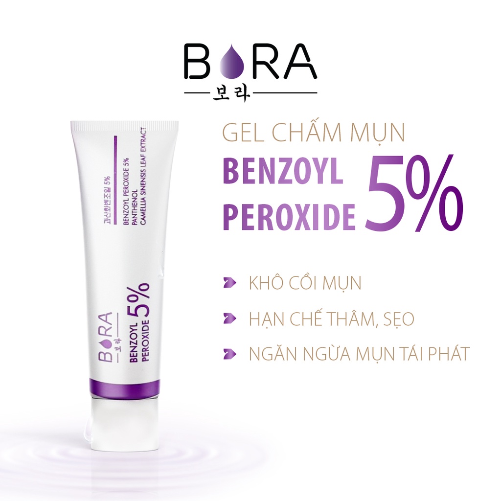 Kem chấm mụn xẹp tức thời sau 4h BORA BENZOYL PEROXIDE 5%