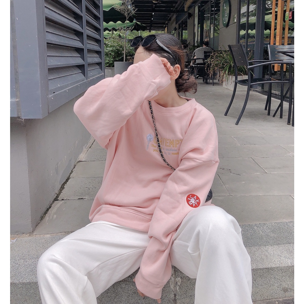 Áo sweater - Áo nỉ bông ngoại tay phồng hình thêu CAVEMPT dễ thương Ulzzang ZoZo_Unisex