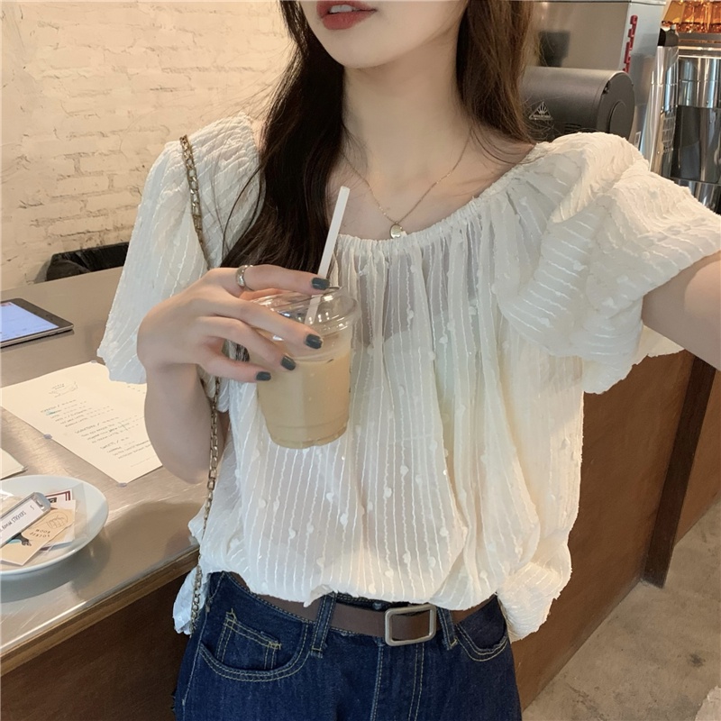 Áo Sơ Mi Ngắn Tay Trễ Vai Một Bên Vai 51324