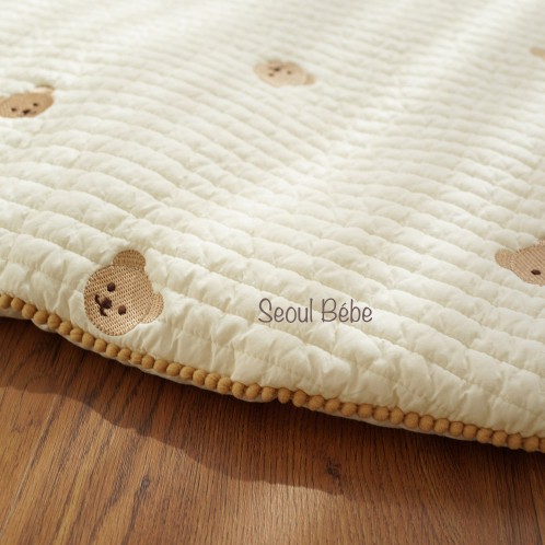 Thảm tròn quilting gấu CHEZ BEBE đường kính 130cm made in Korea