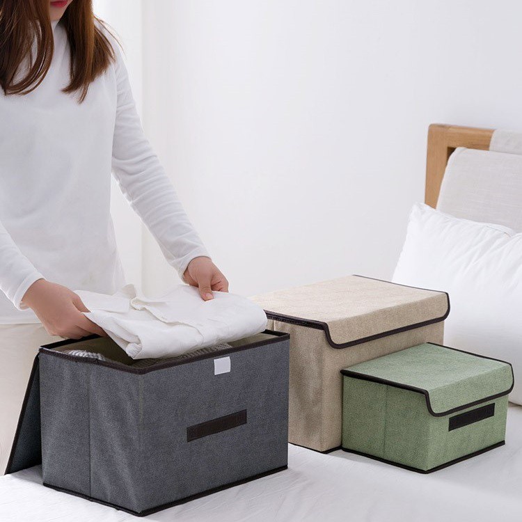 Hộp đựng quần áo, chăn màn bằng vải gấp gọn phong cách Nhật Bản (HDN02)