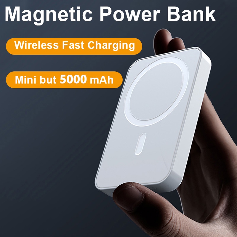 Sạc Dự Phòng Không Dây Từ Tính Sạc Nhanh Pin 5000mah Mini Nhỏ Gọn Cho 12pro 13max