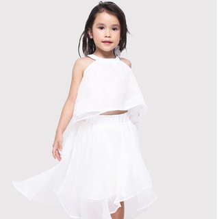 Set (áo + chân váy) mullet voan trắng bé gái Jadiny DTG025