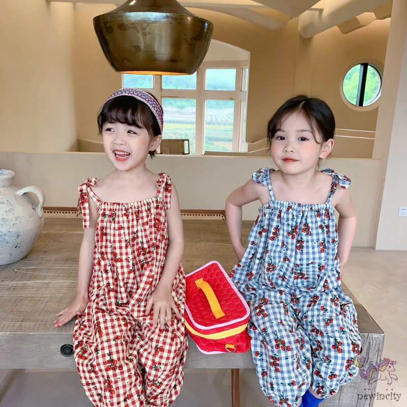 Áo Liền Quần Hai Dây In Hoa Cho Bé Gái