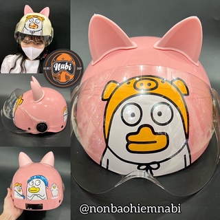 Set mũ bảo hiểm vịt tặng kính + tai + sticker