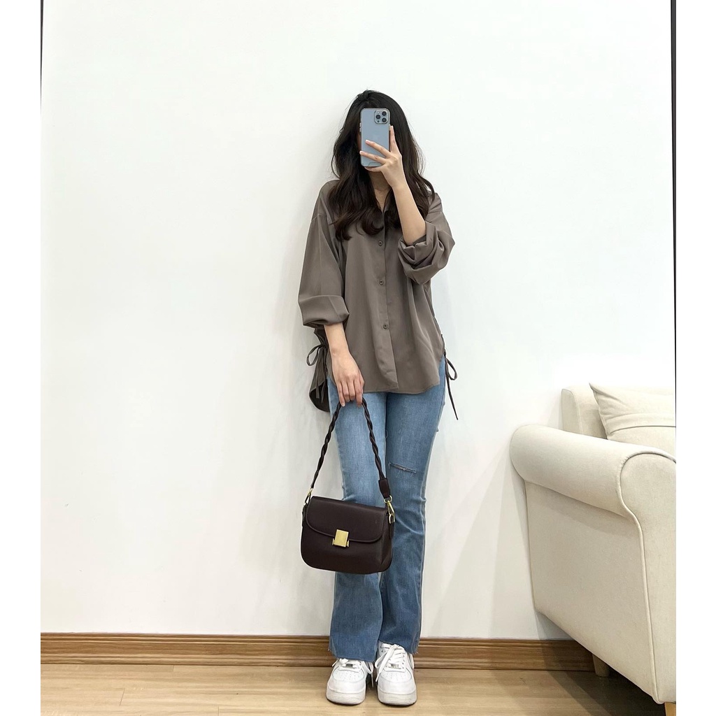 Áo sơ mi new dây buộc nơ eo Miho house