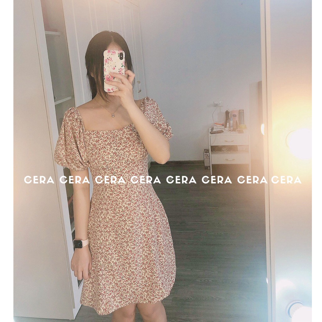 Váy hoa nhí vintage dáng xòe 🍓 Đầm hoa nhí chữ A tiểu thư ulzzang có dây buộc lưng 🍓 CERA FASHION | BigBuy360 - bigbuy360.vn