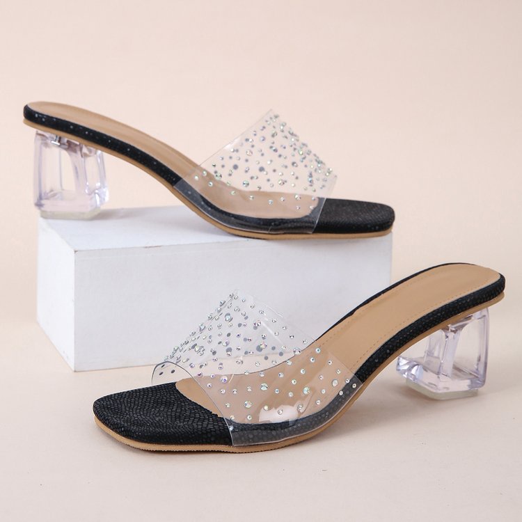 Giày Cao Gót Trong Suốt Đế Thô size 35-41