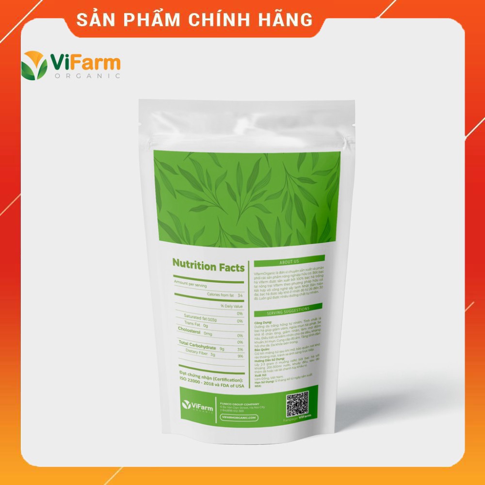 Bột Bạc Hà Nguyên Chất ViFarm 50Gram, Bột Bạc Hà Đắp Mặt, Dưỡng Da, Giảm Mụn