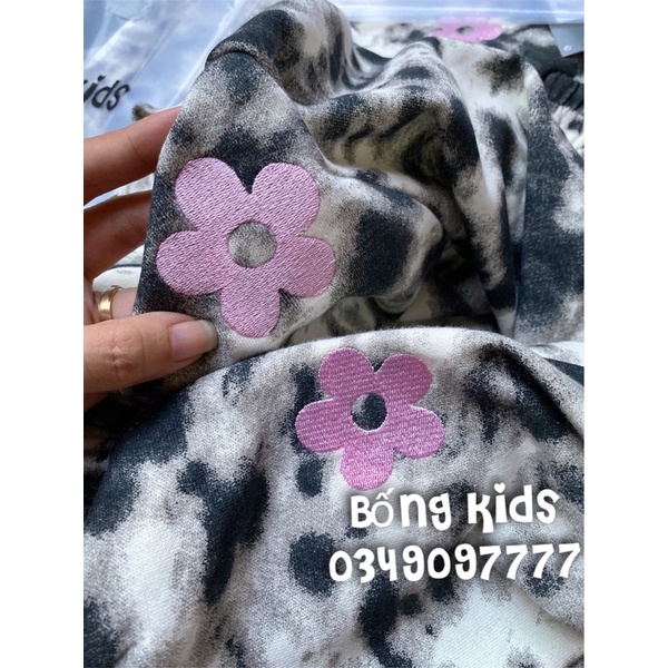 Bộ Nỉ Lửng Bé Gái Thêu Hoa Màu Loang PR