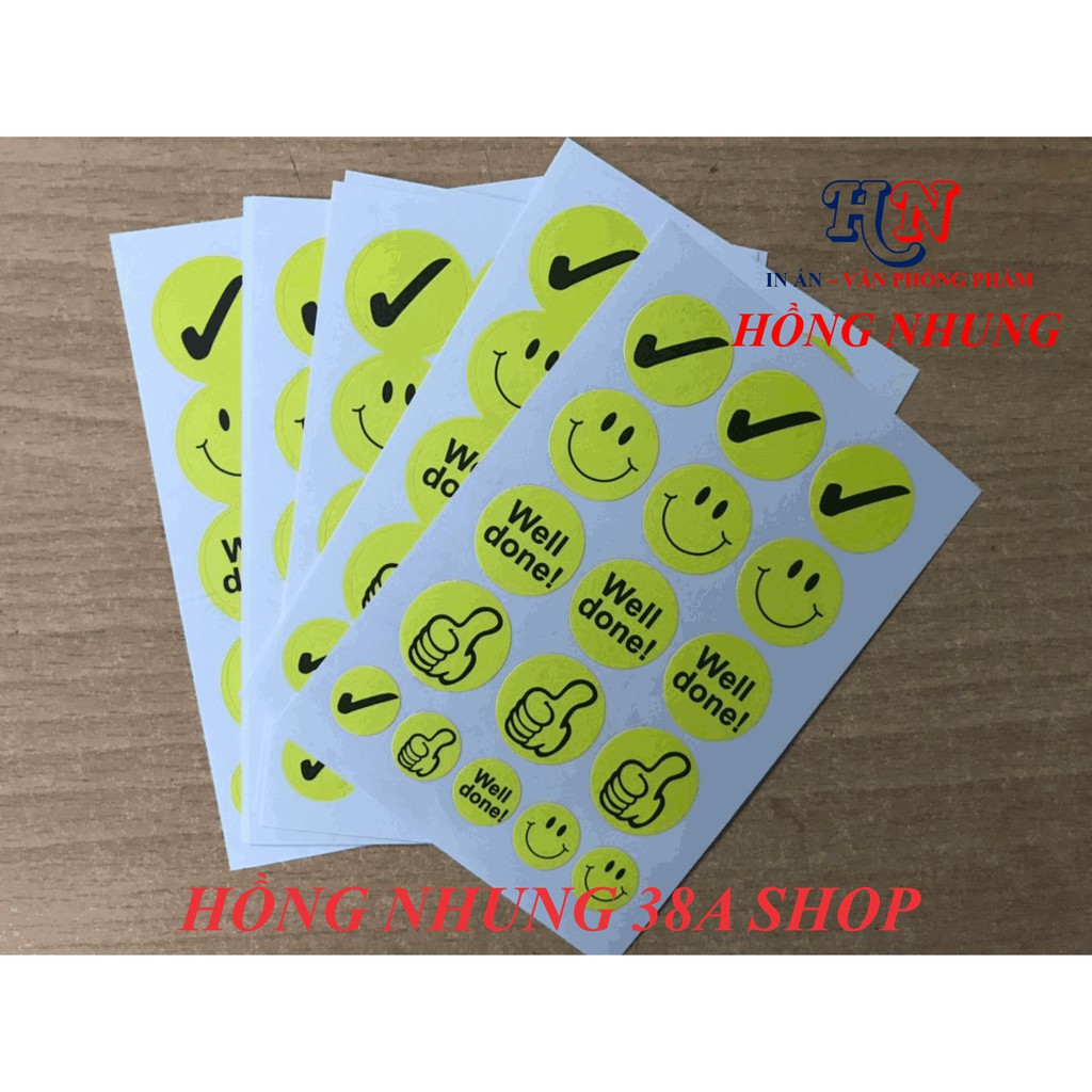 [ Hàng Mới ] SÉT 8 tờ Decal dán nhãn mặt cười, number one, tick note giá 11K [Hồng Nhung 38A Shop]