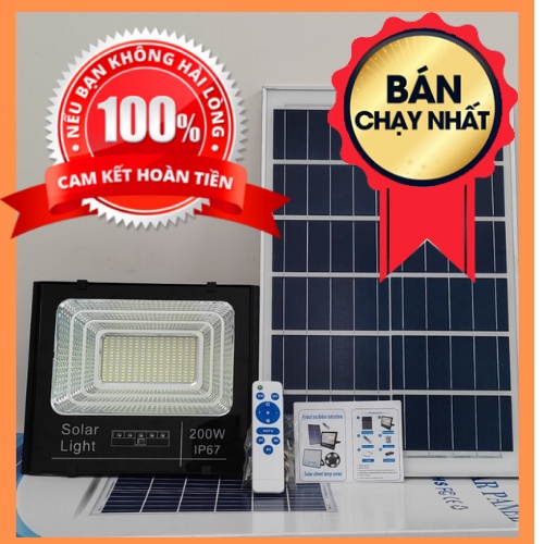 Đèn năng lượng mặt trời 200w genie đèn báo pin