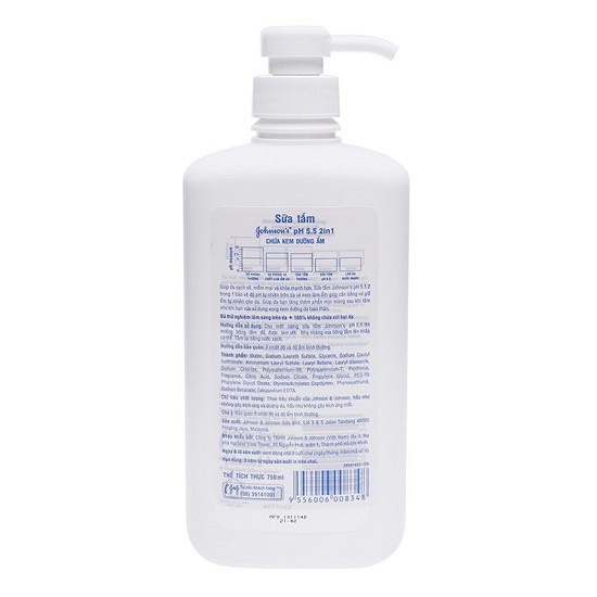 Sữa tắm Johnson's 2in1 pH 5.5/ hạnh nhân 750ml