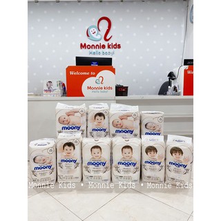 🎀HÀNG CHÍNH HÃNG 🎀 🍭 FREESHIP 🍭 Bỉm Tã Dán MOONY NATURAL Bề Mặt Bông Organic Nội Địa Nhật Size NB63/S60/M46/L38