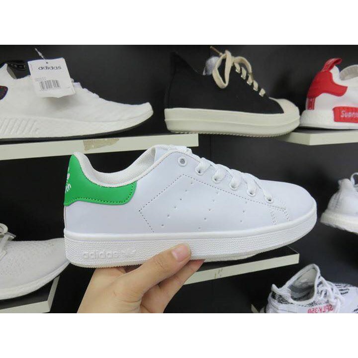 Giày Thể Thao Stan Smith Trắng Gót Xanh Lá