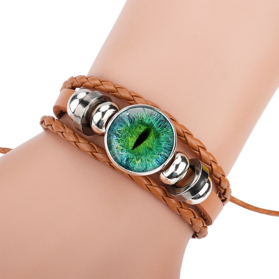 Vòng Tay Da Đính Đá Mắt Mèo Thời Trang Cho Nam Và Nữ