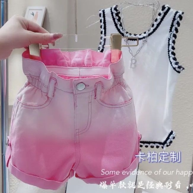 Quần Short Dáng Rộng Màu Hồng Gradient Phong Cách Thời Trang Mùa Hè Hàn Quốc 2023