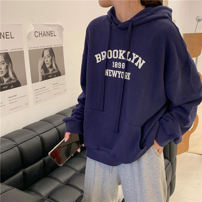 SUXI Áo Hoodies Nữ In Chữ Thời Trang Hàn Quốc Xinh Xắn