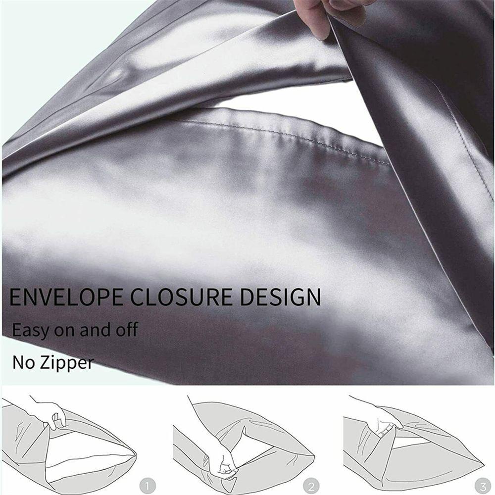 CONOPERY Bộ 2 Vỏ Gối Lụa Màu Trơn 20 * 26in Trang Trí Nhà Cửa