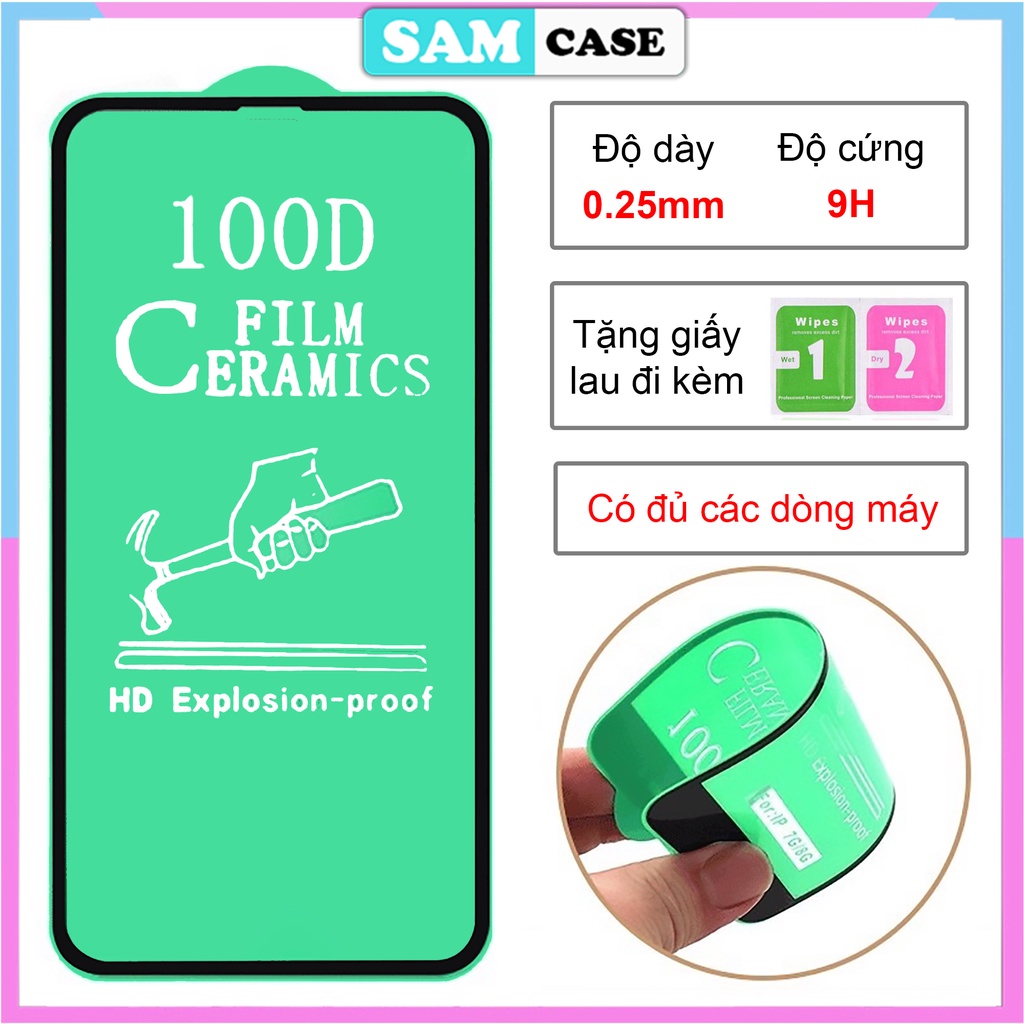 Miếng dán kính cường lực Iphone 5/5s/5se/6/6s/7/8/X/XS/XR/11/12/13 Plus Pro Max cường lực dẻo 100D - Samcase