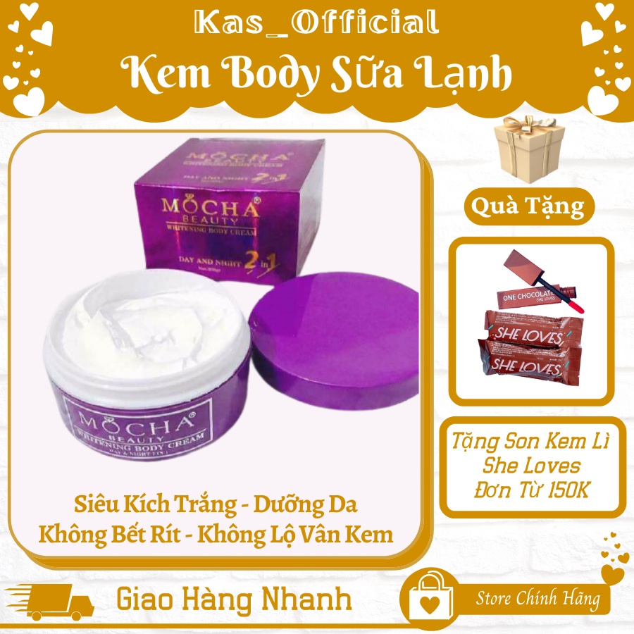 Kem Body Sữa Lạnh Dưỡng Da Toàn Thân - Siêu Kích Trắng Hiệu Quả - Không Bết Rít - Không Lộ Vân Kem - Chính Hãng Mocha