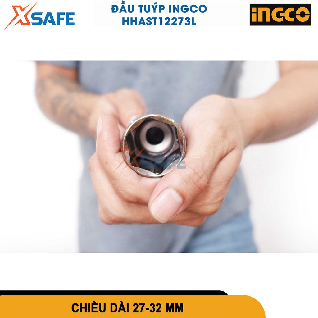 Đầu tuýp lục giác 1/2 inch đủ kích cỡ INGCO đầu khẩu lục giác thép Cr-V siêu cứng chống rỉ sét mở bulong ốc, đầu tiếp