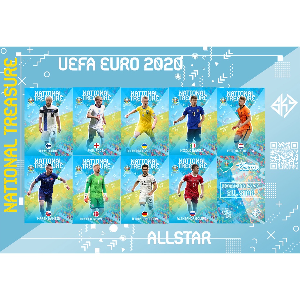 Thẻ SKY EURO 20 NATIONAL TREASURE | Phil Foden De Ligt Zinchenko Gundogan Kasper Schmeichel Hamsik Barella Pukki Golovin