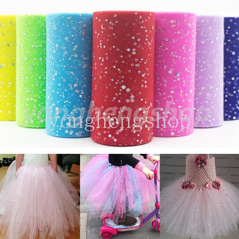 Cuộn Vải Tuyn Đính Sequin Lấp Lánh Trang Trí Tiệc Sinh Nhật/Đám Cưới/Sinh Nhật DIY