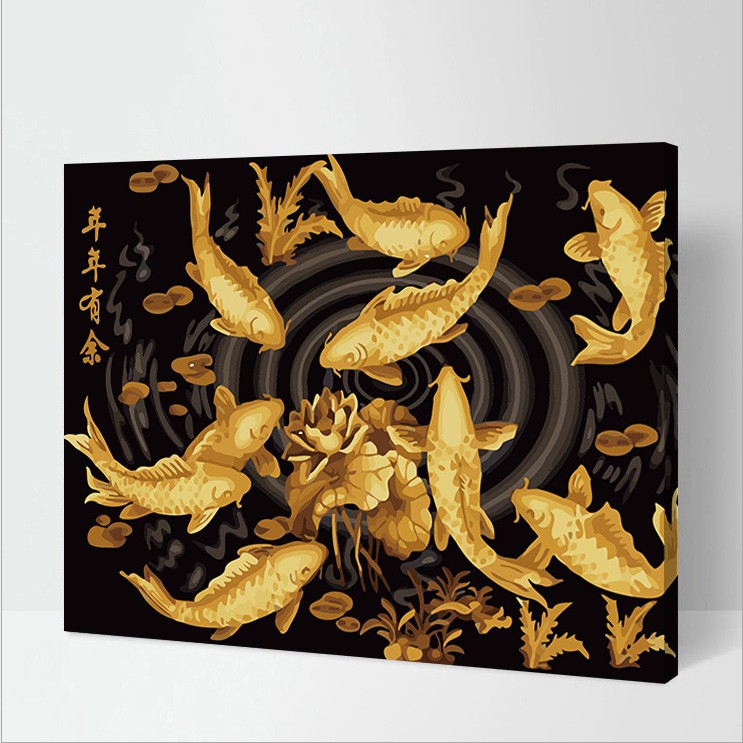 Tranh 40*50cm đã căng khung - TRANH PHONG THỦY - Tranh sơn dầu số hóa tự tô màu theo số