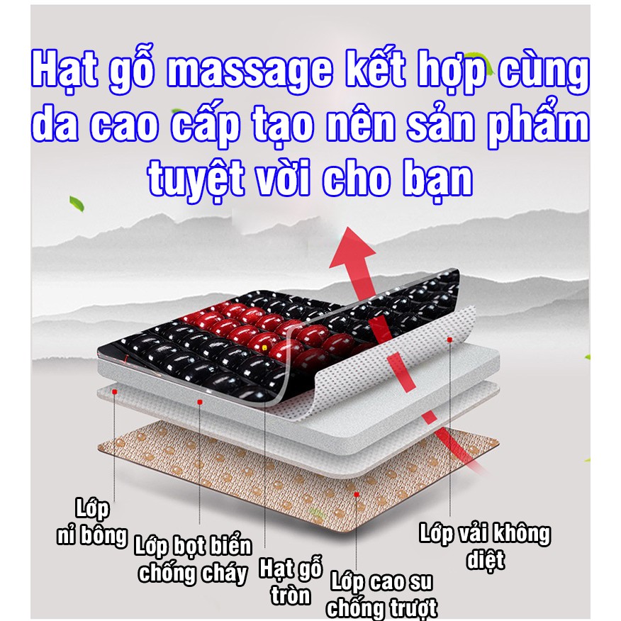 Lót ghế và tựa lưng hạt gỗ massage cao cấp cho văn phòng, xe hơi, xe khách, xe tải