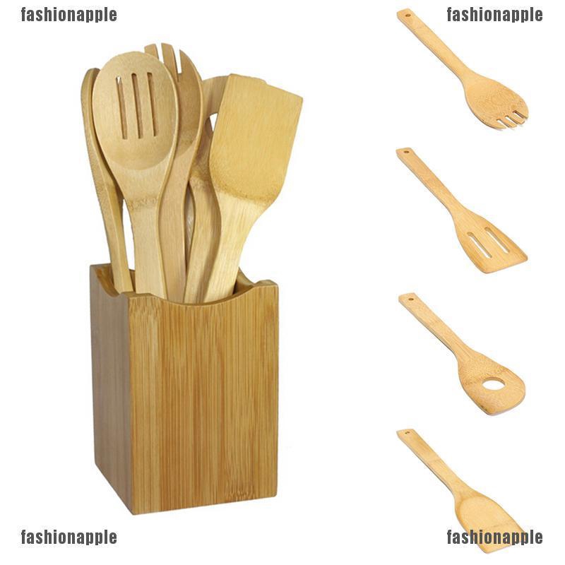 Bộ 6 Dụng Cụ Nấu Ăn Bằng Gỗ Tre Tự Nhiên Chất Lượng Cao