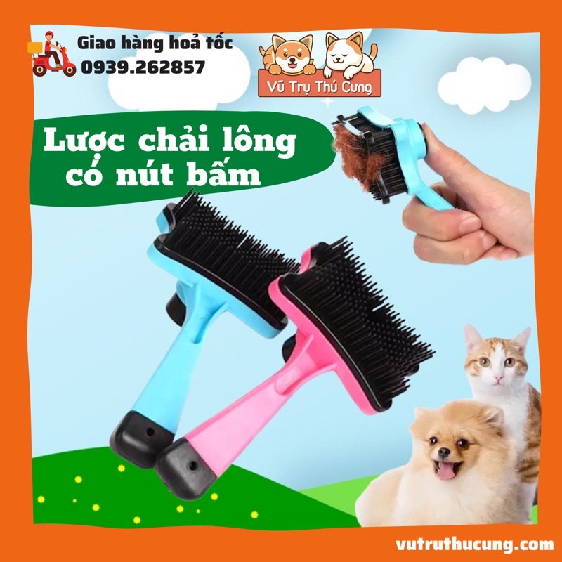 Lược Chải Lông cho Chó Mèo có nút bấm | Lược chải rối, lược chải lông rụng Chó Mèo thú cưng