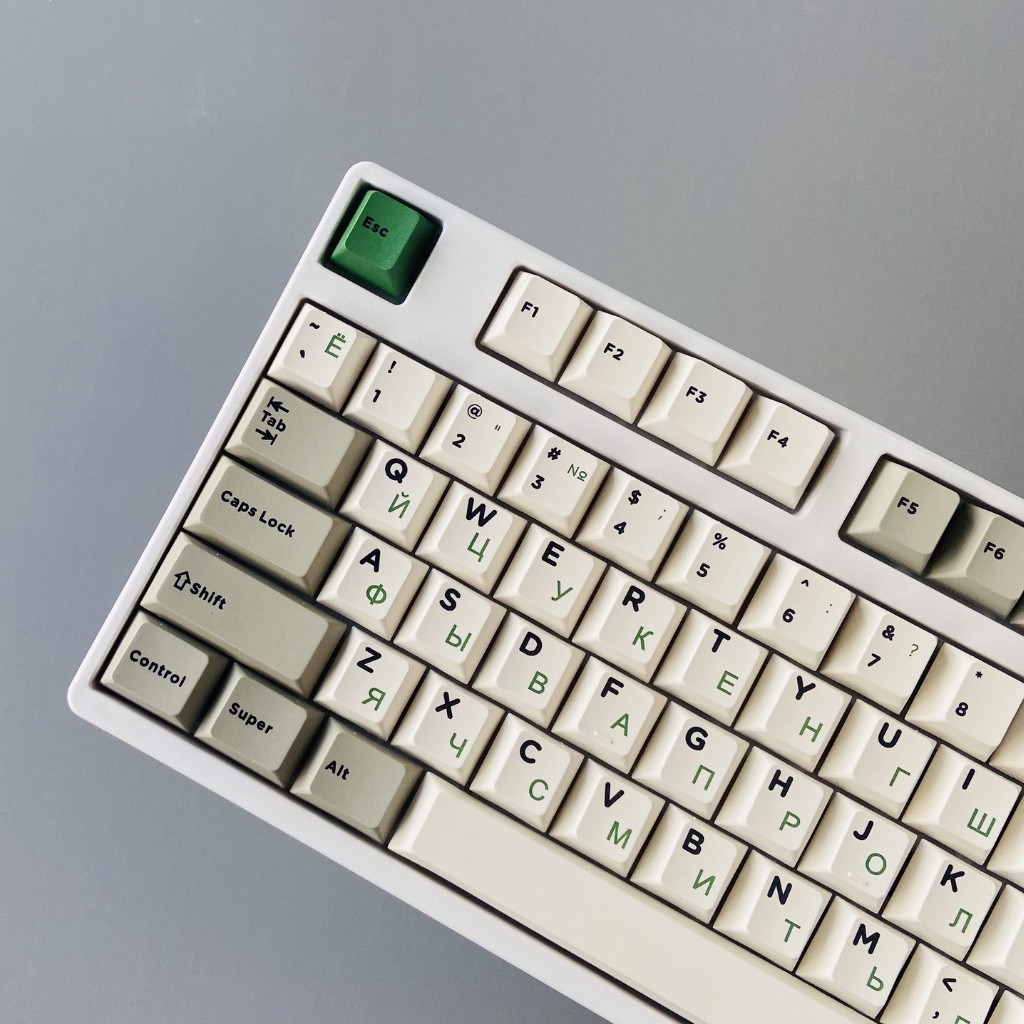 Keycap Cherry Green Russian nhựa PBT cao cấp, nút phím lắp cho bàn phím cơ phối màu retro cổ điển - Kicap