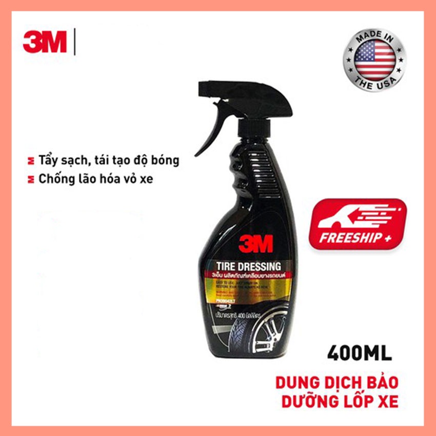 Chai Xịt Vệ Sinh Bảo Dưỡng Và Phủ Bóng Lốp Ô Tô Xe Máy 3M 39042LT Tire Dressing 400ml (Nhập Khẩu Thái Lan)