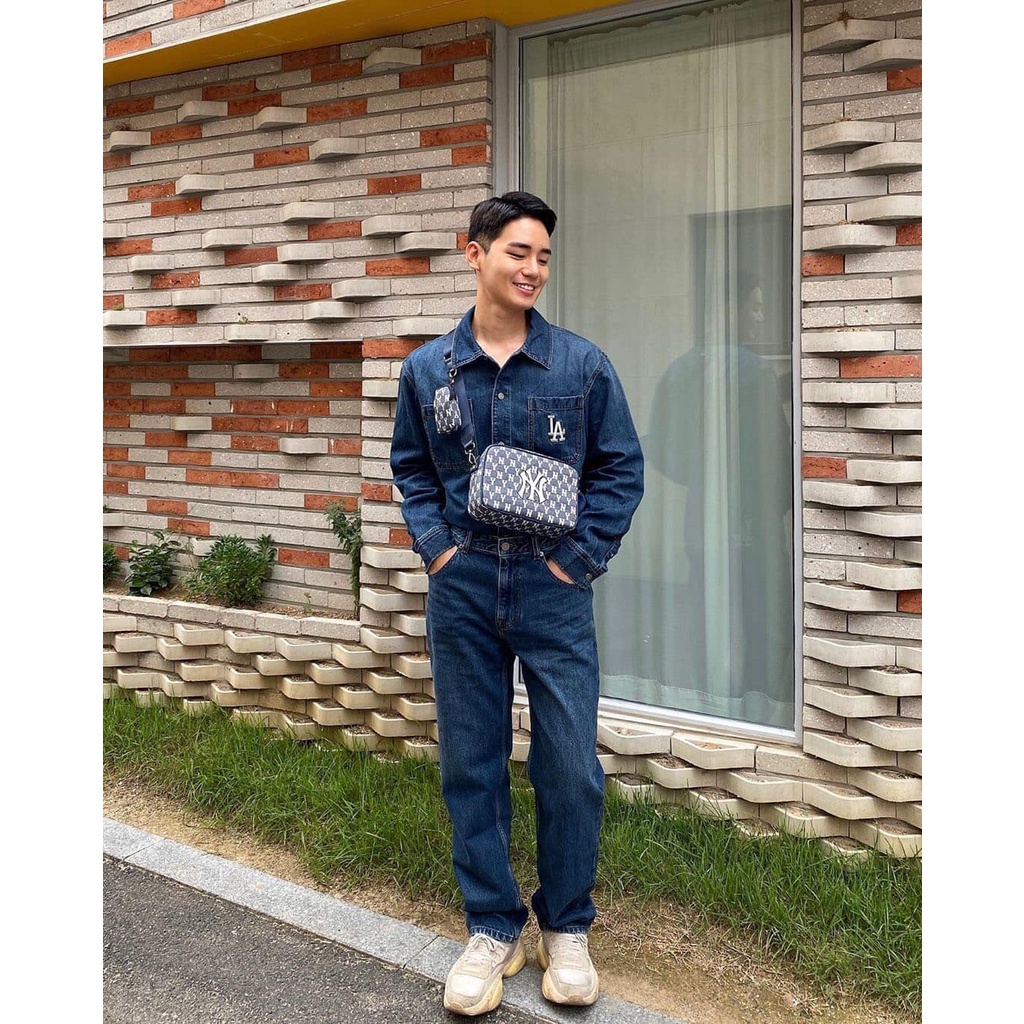 ✅ [ FELIX CHUẨN 1:1]  Túi đeo chéo NY MLB Monogram Jacquard Cross Bag NewYork Yankees Blue 32BGDC111-50N | BÁN GIÁ GỐC