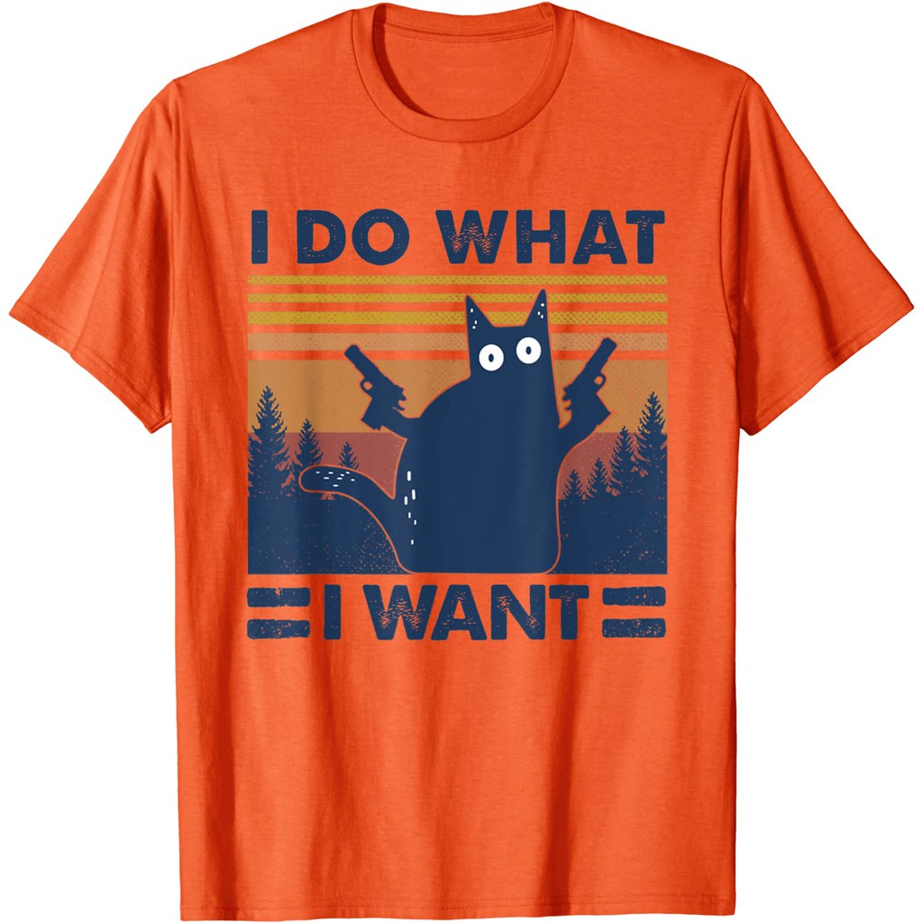 áo phông đẹp -  I Do What I Want Black Cat Funny Cat Vintage Lover Gift T-Shirt