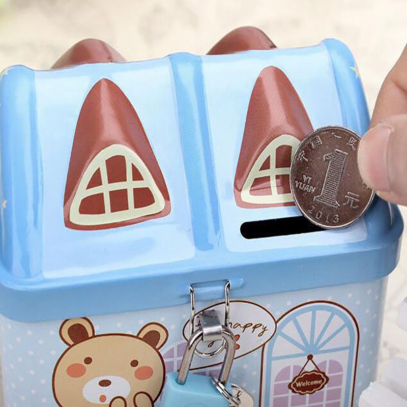 Hộp Đựng Tiền Tiết Kiệm Hình Ngôi Nhà Bằng Kim Loại Sáng Tạo
