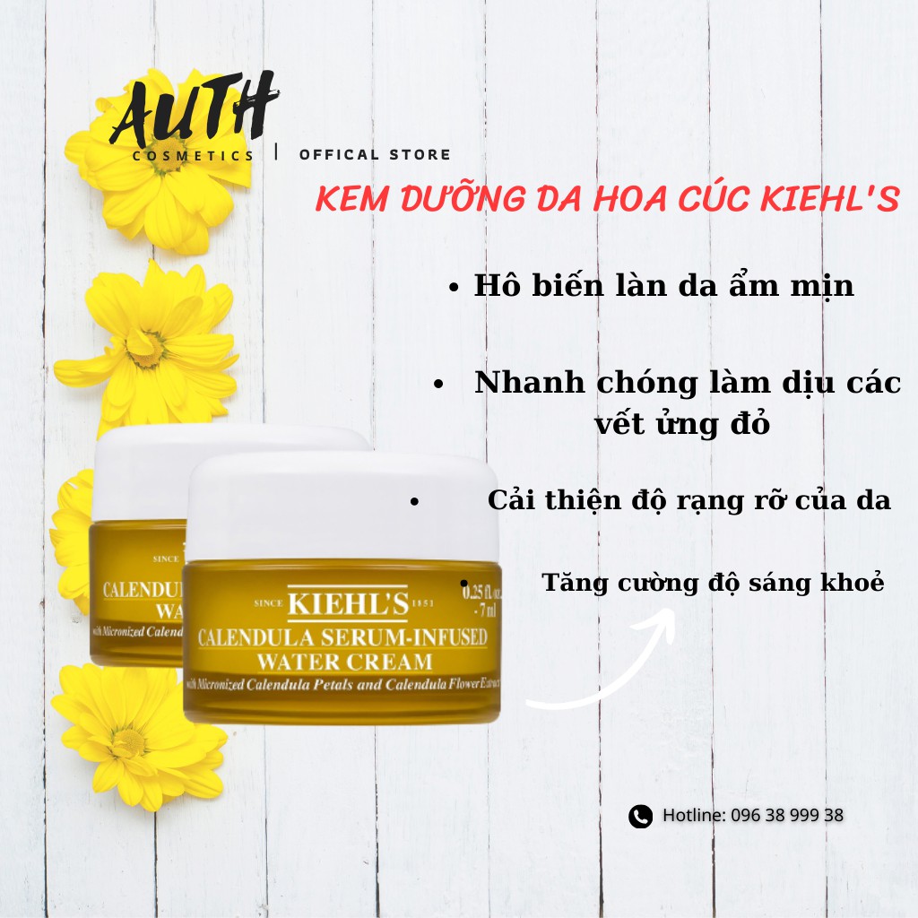 Kem dưỡng hoa cúc KIEHLS Calendula Serum-Infused Water Cream 7ml Dưỡng ẩm làm dịu giảm mụn phục hồi da đều màu da