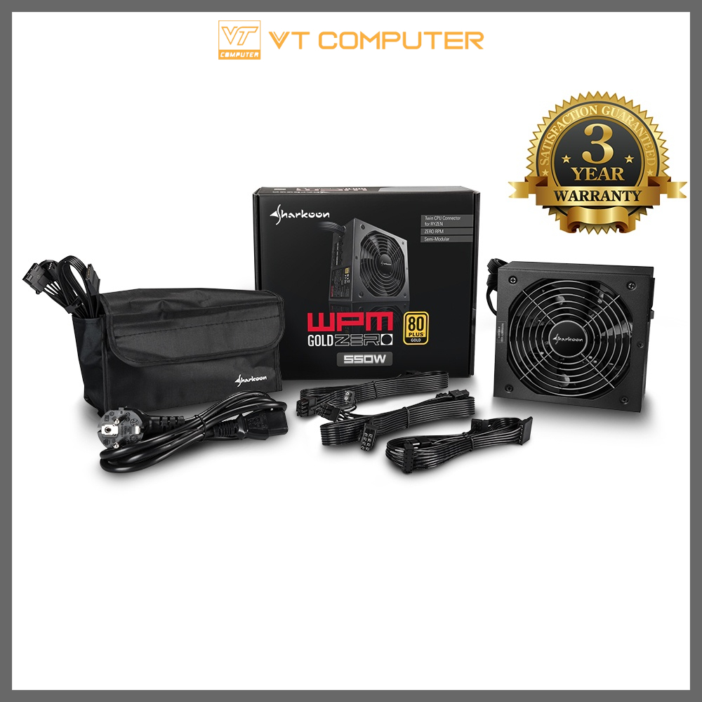 Nguồn Sharkoon / WPM Zero / 750W / 80Plus Gold / Bảo Hành 36 Tháng