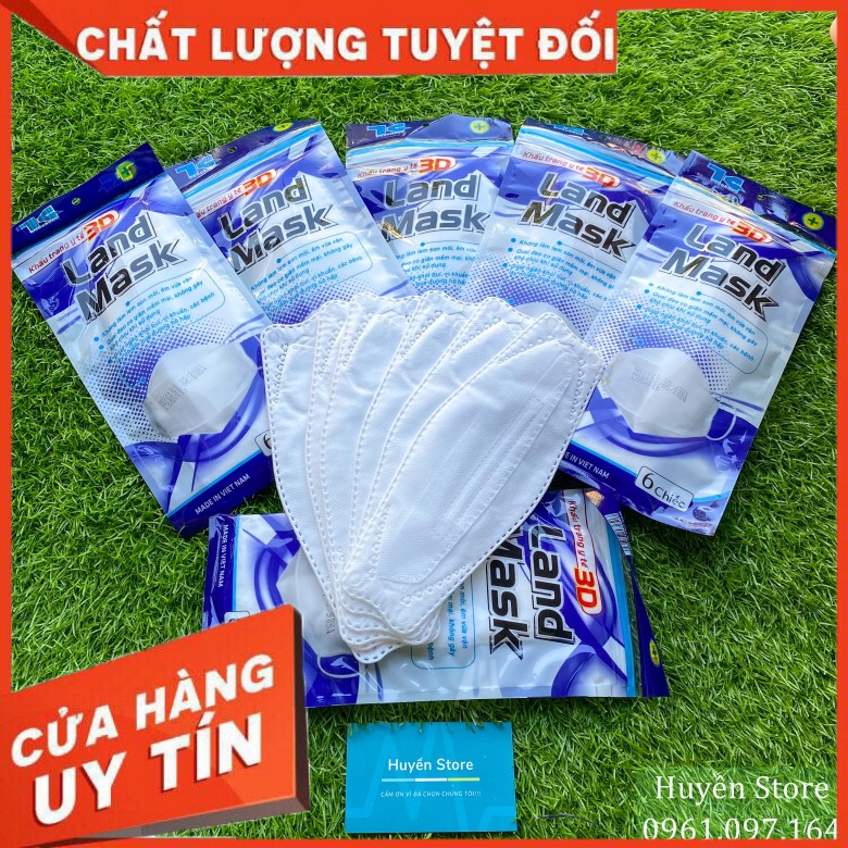 [GIÁ SỈ] Khẩu trang 3D Land Mask túi 6 chiếc màu trắng